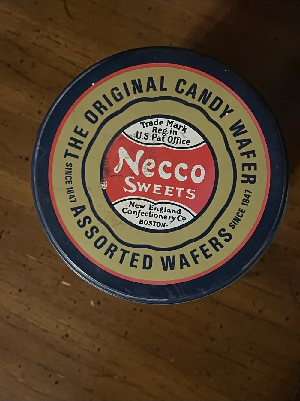 Necco Sweets Assorted Wafers Candy Collectors Tin Canister 3/4 lb (12 oz)